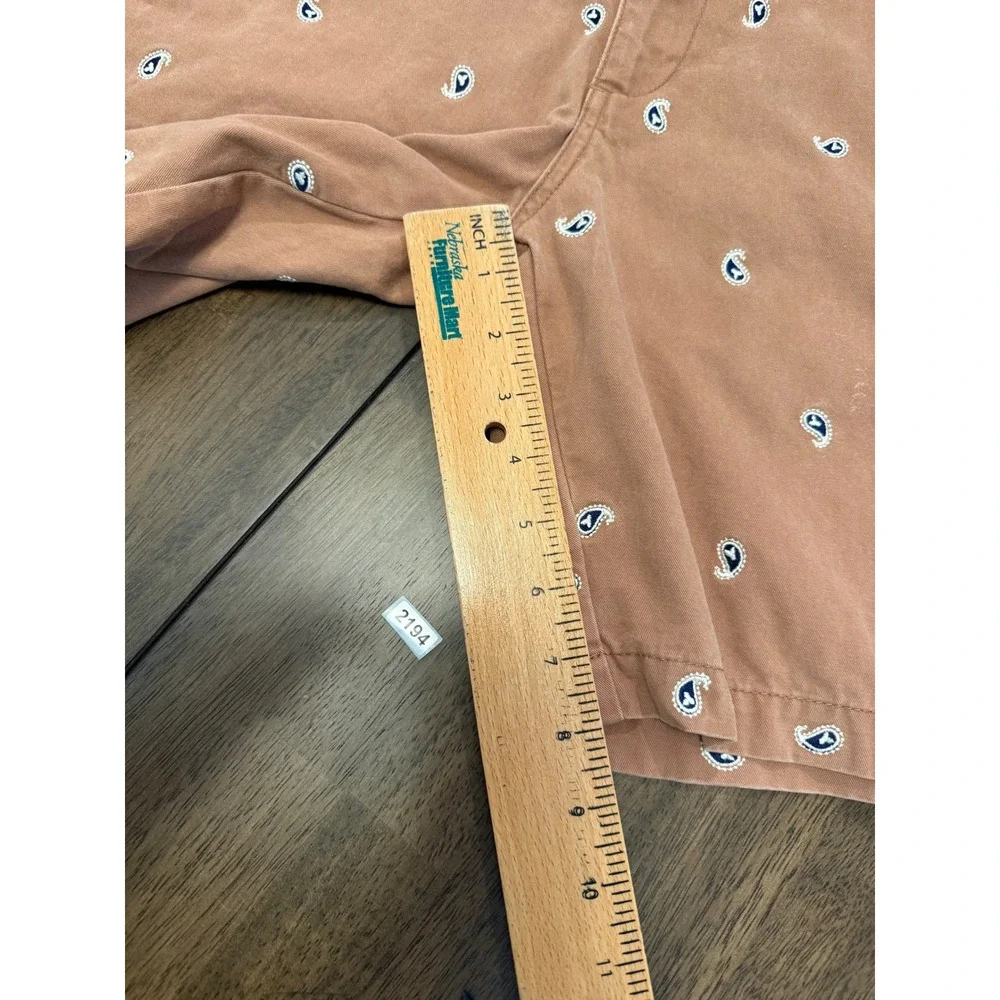 ASOS Men Tan Brown Embroidered Paisley Chino Shorts Size 32 Cotton Casual Summer